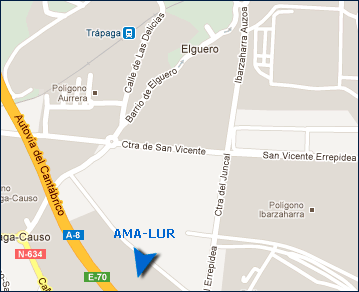 Mapa de localización de las oficinas centrales de Ama-Lur